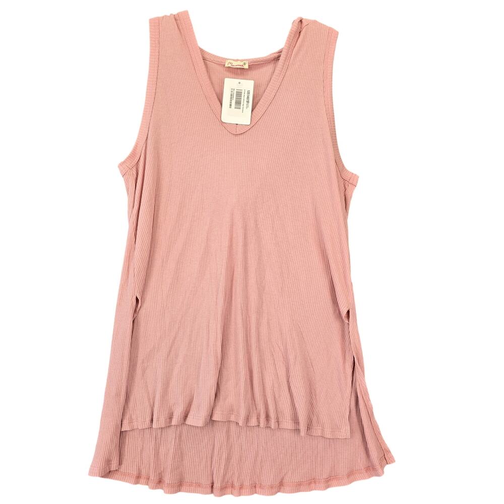 Anthropologie Maronie Pink Shirt NEW Preppy Tunic Hoodie Sleeveless Women Size S
